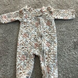 Nicole Miller Floral Quilted Footie in Pink and Cream